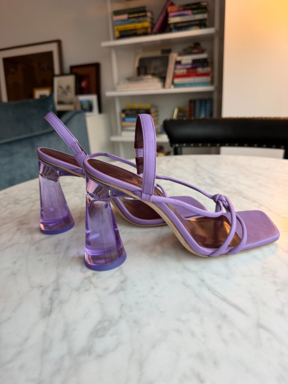 Staud Leanne Knotted Leather Sandal in Lilac - Picture 3 of 6